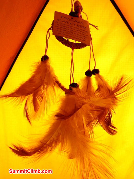 Mark has a Dream Catcher hanging in his tent. Mark van 't Hof Photo