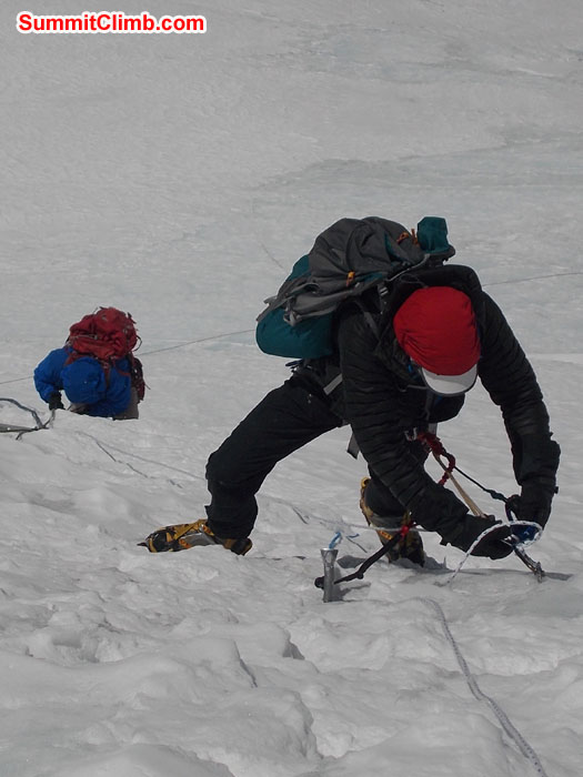 Members approaching Camp 2 at 6700 metres/22,100 feet. Photo Wayne Herrick