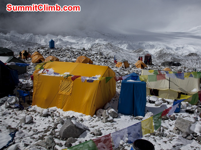 Dinning tents, Toilet tents and other basecamp tents are in ABC. Photo Wik.  