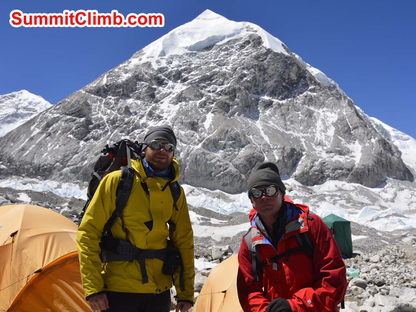 Jan and Pemba Sherpa in advanced basecamp. Preparing to head for the summit. Dmitri Nichiporov photo