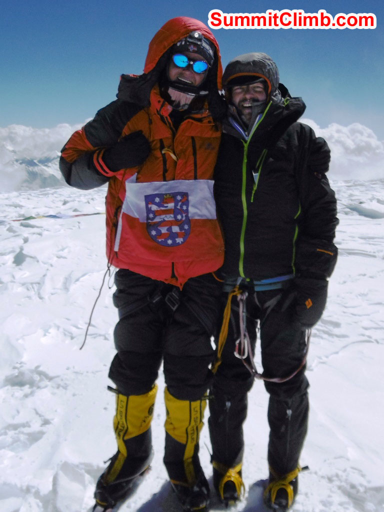 Uwe and Thomas on the summit. Stefan Simchen photo