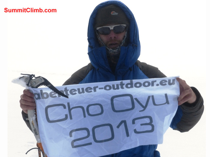 Juergen Landmann on the summit. Dan Mazur Photo