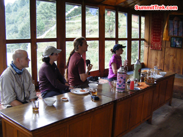 Resting at Tea House at Lukla after exciting flight. Photo by Hyker