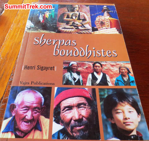 A scholarly book written about Sherpa people, life, and culture, written by the famous Henri Sigayret. Photo by Brian Rolfson.
