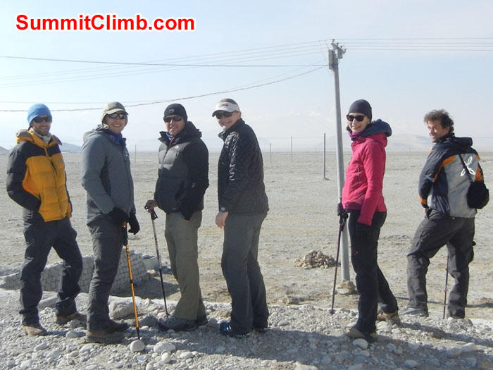 Members in Tingri Tibet - Getting first view of Everest from Tibet. Photo by Scott Patch