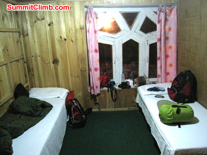 Comfortable room at the Green Village Lodge at Gorak Shep. Scott Smith Photo.
