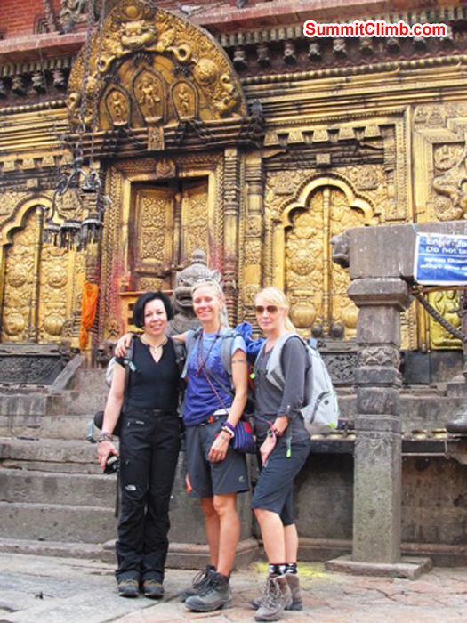 Violetta, Anne-Mari, and Marie at the Monkey Temple.