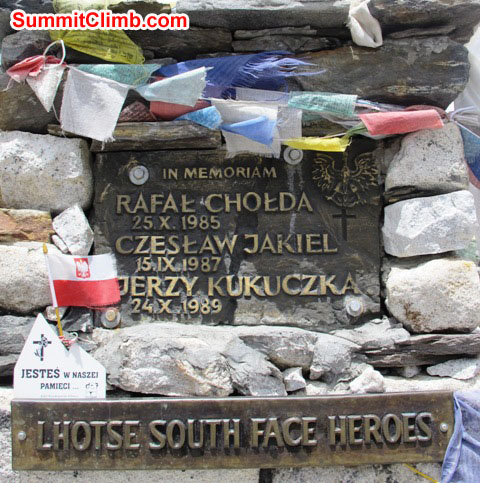 Jerzy Kukuczka's memorial at Chukkung Village. He climbed all 14 8000 metre/ 26,000 foot peaks in winter and-or by difficult routes. An amazing hero. Photo Monika Witkowska.