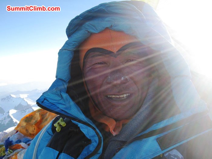 Jangbu Sherpa on his 14th summit of Everest. Photo by Scott Smith.