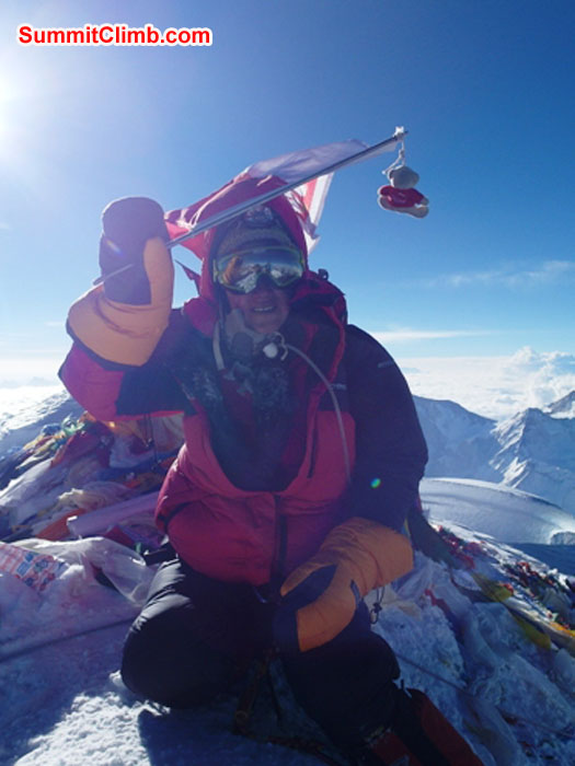 Monika Witkowska on the summit. Photo by Kieran Lally.