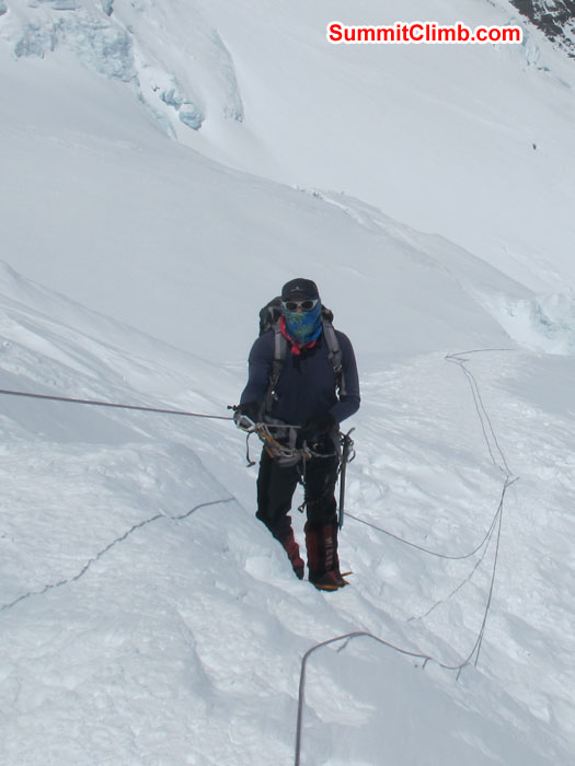 Member climbing up at North Col. Photo Chris Bailley
