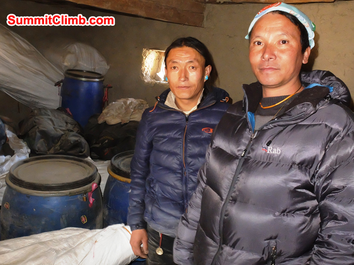 Chimi and Dorje in SummitClimb Cho Oyu and Shishapangma storeroom.
