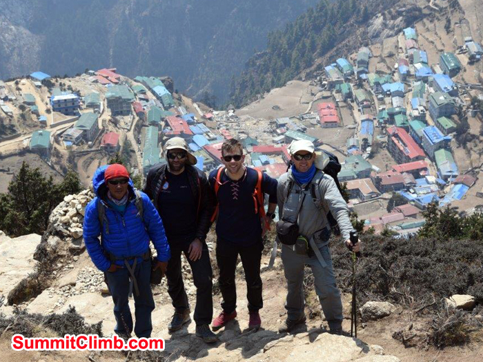 Members and Namche at arial view