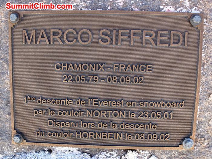 Memorial to Marco Siffredi in base camp