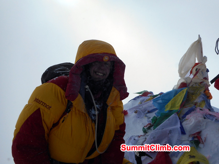 Peter Whitfield at the summit of Everest. Photo Peter Whitfield