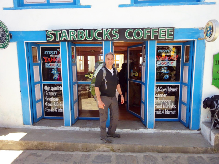 Welcome to StarBucks coffee at Lukla. Photo Jeff Sorrel
