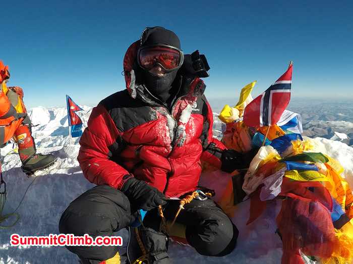 steinar salte at the summit of Everest