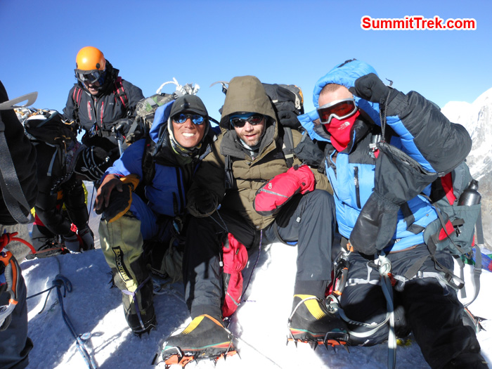 Team Member and Sherpa summit of Island Peak. Photo Tenji Sherpa