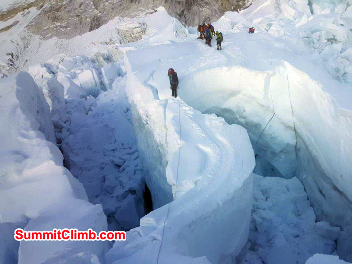 Climbers inside khumbu Ice fall