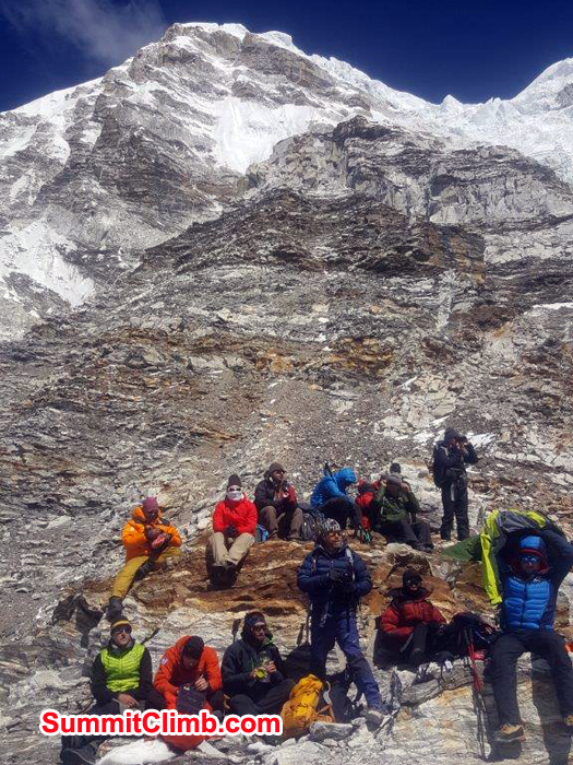 Members at Everest basecamp taking rest