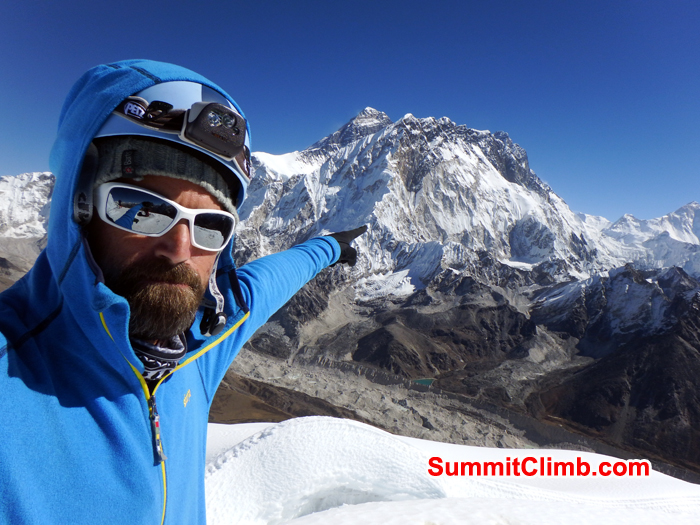 Warwick pointing at The Everest. Photo Warwick Van Aardt