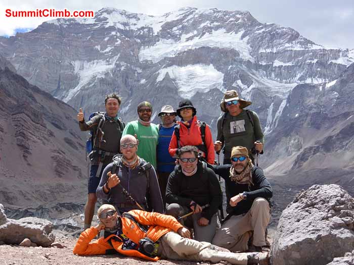 Our team at Plaza Francia, south face of Aconcagua - Photo Mike Fairman