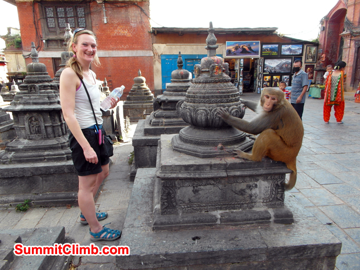 Caroline Wergeland visiting Monkey Temple