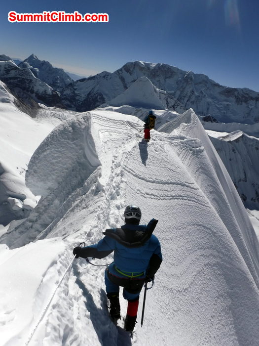 Member and Sherpa are on the summit of baruntse summit