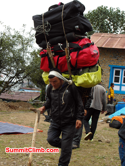 One of the Stronge Poter carry bags during Baruntse Expedition.
