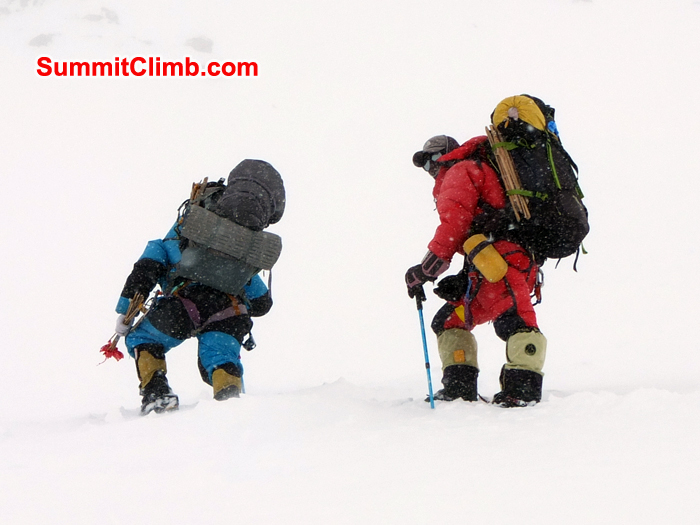 Ascent from Camp2 to Camp3 in case of snowfall, cho oyu, climbing, expedition, mountain