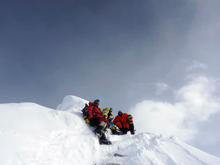 summitclimb group at summit of manaslu