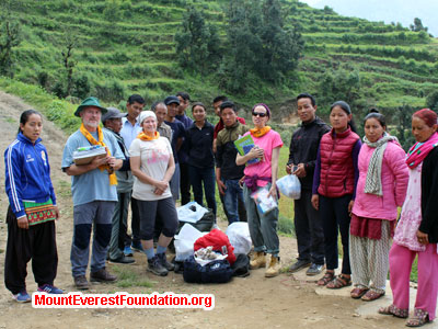 nepal volunteer trek, service trek group at school